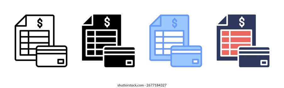 Ícone Do Demonstrativo De Conta Definir Coleção De Vários Estilos