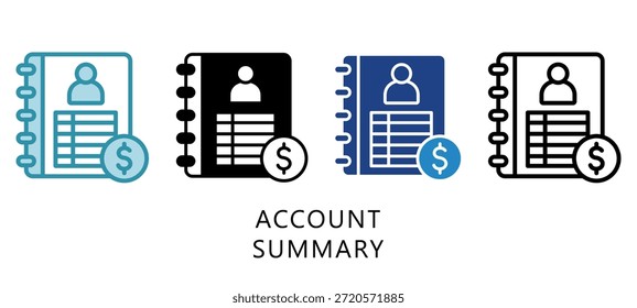 Account Summary Multi Style Icon. Mini Illustration Relate To Taxation, Financial Report. Use For Modern Concept, Ui, Ux Web And App Development.
