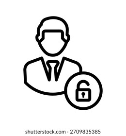 Icono de desbloqueo de Cuenta, Gráficos de Vector de línea
