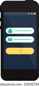 Cuenta, autorización de usuario, página de autenticación de inicio de sesión del sitio web de aplicación móvil en smartphone. Menú de página web en la pantalla del dispositivo digital. Icono de vector plano simple aislado en fondo blanco