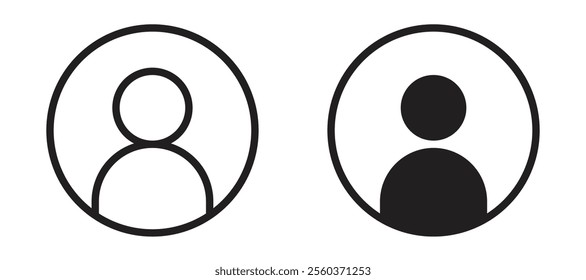 Account vector icon set in black color.