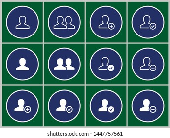 Account vector icon. Set of person, member, human, avatar and more. Round button.