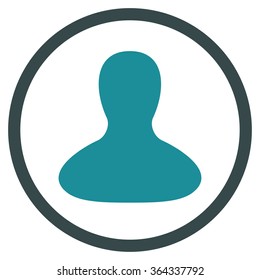Account vector icon. Style is bicolor flat circled symbol, soft blue colors, rounded angles, white background.