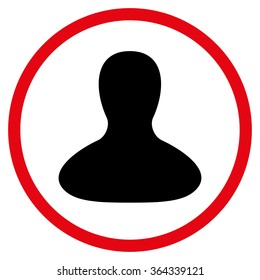 Account vector icon. Style is bicolor flat circled symbol, intensive red and black colors, rounded angles, white background.