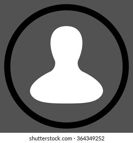 Account vector icon. Style is bicolor flat circled symbol, black and white colors, rounded angles, gray background.