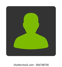 Account vector icon. This flat rounded square button uses eco green and gray colors and isolated on a white background.