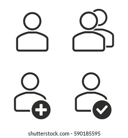Account vector icons set. Black illustration isolated for graphic and web design.