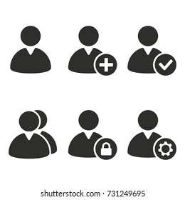Account vector icons set. black Illustration isolated for graphic and web design.