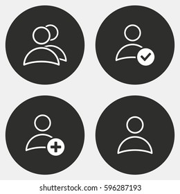 Account vector icons set. White illustration isolated for graphic and web design.