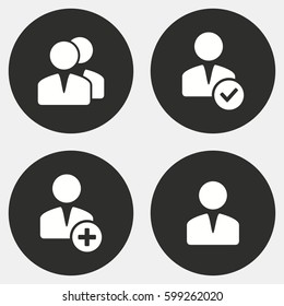 Account vector icons set. White illustration isolated for graphic and web design.
