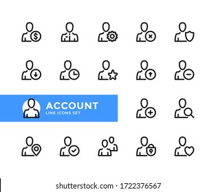 Account vector line icons. Simple set of outline symbols, graphic design elements. Line icons