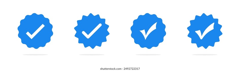 Account verification symbols. Checkmarks set. Account verification signs collection. 