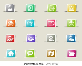 account web icons on color paper bookmarks