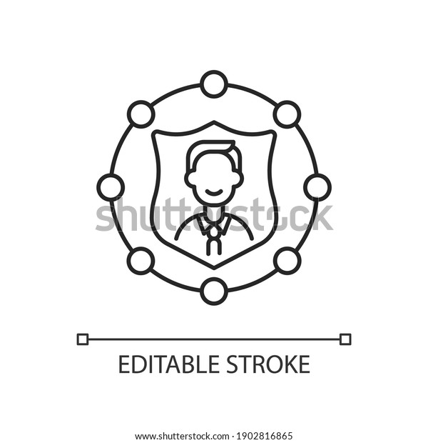 Accountability linear icon. Trust in business.\
Liability, service integrity. Core corporate value. Thin line\
customizable illustration. Contour symbol. Vector isolated outline\
drawing. Editable\
stroke