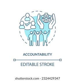 Accountability turquoise concept icon. Diversity and inclusion. Equal opportunity. Society change. Taking responsibility abstract idea thin line illustration. Isolated outline drawing. Editable stroke