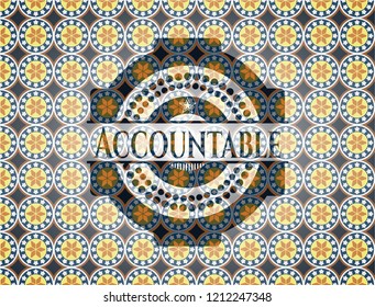 Accountable arabic emblem background. Arabesque decoration.