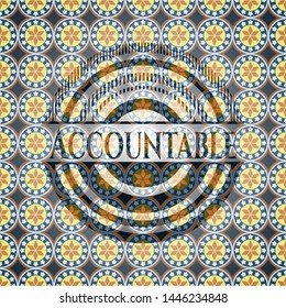 Accountable arabic style emblem. Arabesque decoration.