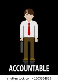 accountable business man, black background 