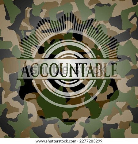 Accountable written on a camouflage texture. Vector Illustration. Detailed. 