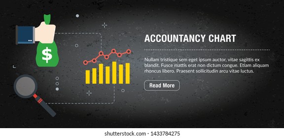 Accountancy chart concept of banner internet with icons in vector. Web banner template for website, banner internet for mobile design and social media app.Business and communication layout with icons.