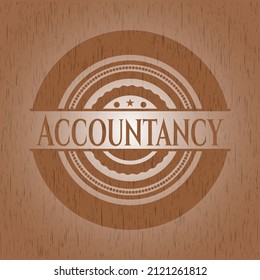 Accountancy wood emblem. Retro. Vector Illustration. 
