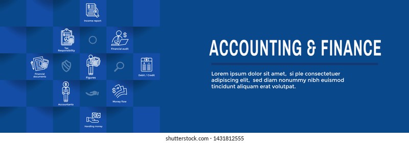 Accountant Or Accounting Icon Set And Web Header Banner