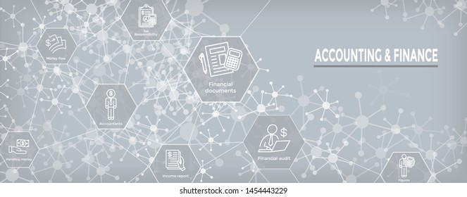 Accountant or Accounting Icon Set and Web Header Banner