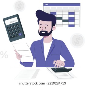 accountant, accounts concept flat design illustration  