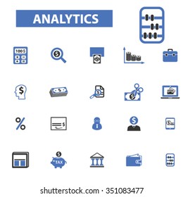accountant, analytics, analyse, financial consultant, accounting agency icons, signs set, vector