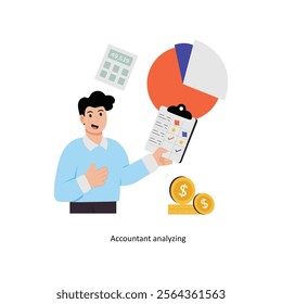 Accountant analyzing concept vector illustration. Data Analytics isolated On white Background.    