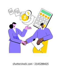 Accountant appointment abstract concept vector illustration. Schedule appointment, filing tax form, income statement and financial audit, tax agent service, clients list abstract metaphor.