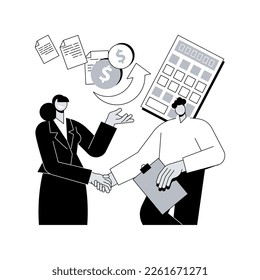 Ilustración abstracta del vector de concepto de nombramiento de contables. Nombramiento programado, formulario de registro de impuestos, extracto de ingresos y auditoría financiera, servicio de agente fiscal, clientes con metáfora abstracta.