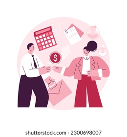 Accountant appointment abstract concept vector illustration. Schedule appointment, filing tax form, income statement and financial audit, tax agent service, clients list abstract metaphor.