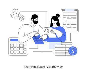 Accountant appointment abstract concept vector illustration. Schedule appointment, filing tax form, income statement and financial audit, tax agent service, clients list abstract metaphor.