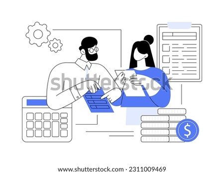 Accountant appointment abstract concept vector illustration. Schedule appointment, filing tax form, income statement and financial audit, tax agent service, clients list abstract metaphor.