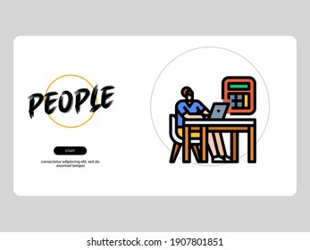 The accountant avatar on an occupation-themed white background is perfect for learning materials and visual illustration on digital products