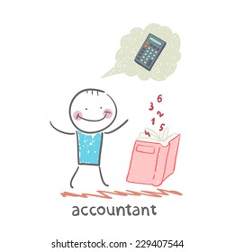 accountant with a book about thinking about numbers calculator