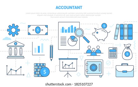 Accountant Business People Work Concept With Icon Set Template Banner With Modern Blue Color Style