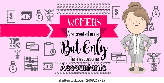 accountant businesswoman fun banner vector