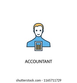 Accountant concept 2 colored line icon. Simple yellow and blue element illustration. Accountant concept outline symbol design from Accounting set