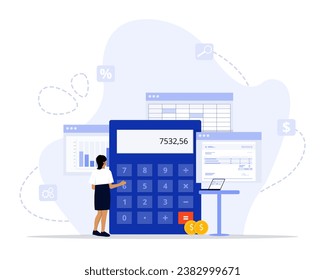 Accountant concept illustration. Suitable for landing page, ui, web, App intro card, editorial, flyer, and banner.