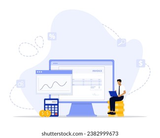 Accountant concept illustration. Suitable for landing page, ui, web, App intro card, editorial, flyer, and banner.