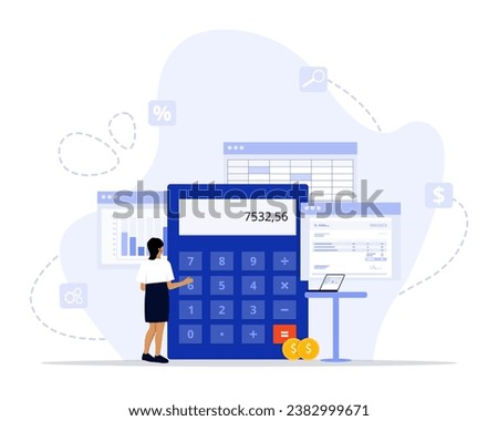 Accountant concept illustration. Suitable for landing page, ui, web, App intro card, editorial, flyer, and banner.
