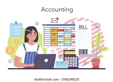 Accountant concept. Professional bookkeeper. Tax calculating and financial