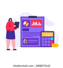 Accountant flat design editable illustration 