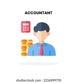 Accountant flat icon. Vector illustration on white background. Can used for digital product, presentation, UI and many more.