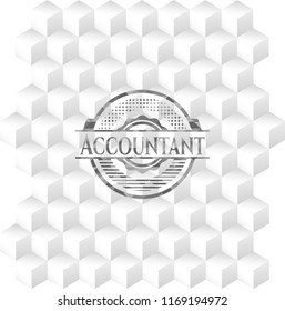 Accountant grey badge with geometric cube white background