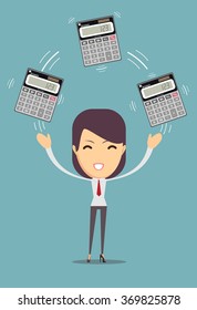Accountant holding calculator, Cartoon stock vector illustration.