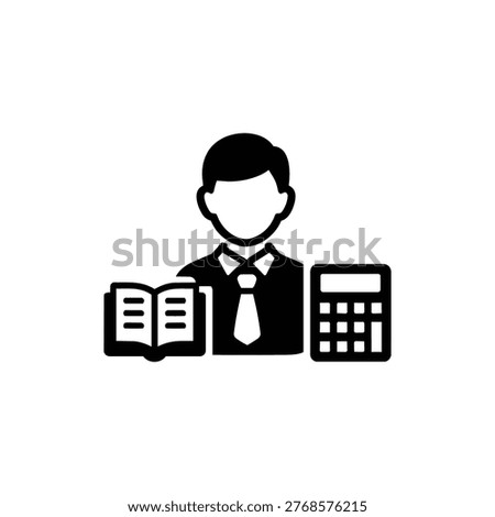 Accountant accountant icon with book and calculator for professions theme
