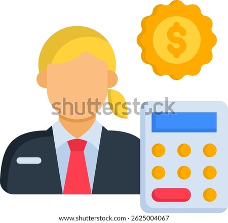 Accountant Icon Flat Vector Illustration
